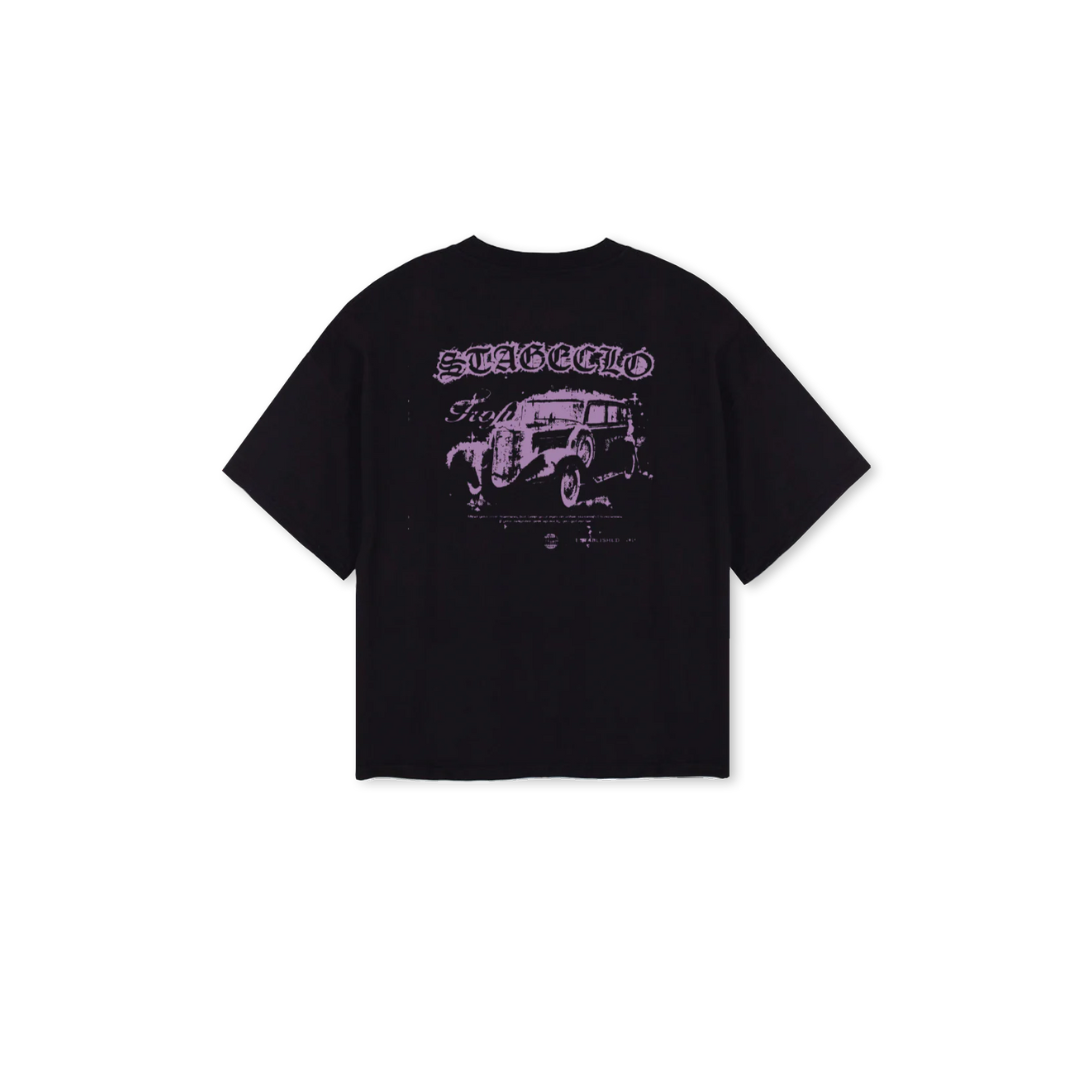 Black/ Violett Oversized Boxy Tee.