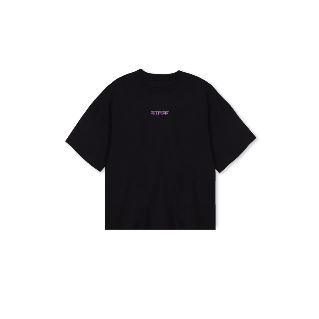 Black/ Violett Oversized Boxy Tee.